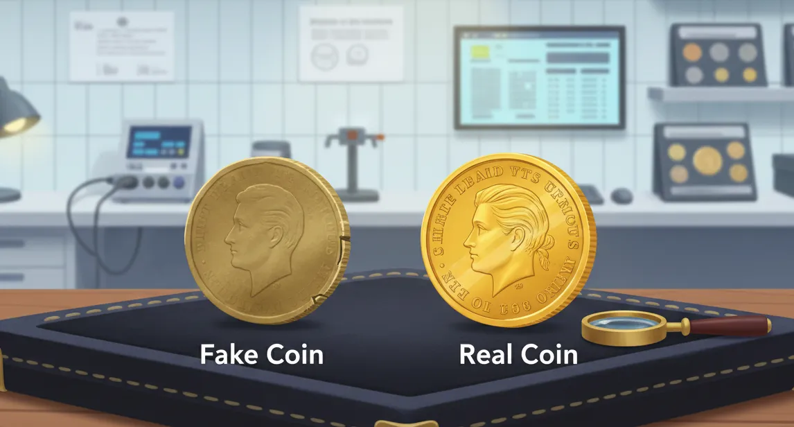 fake coin and real coin